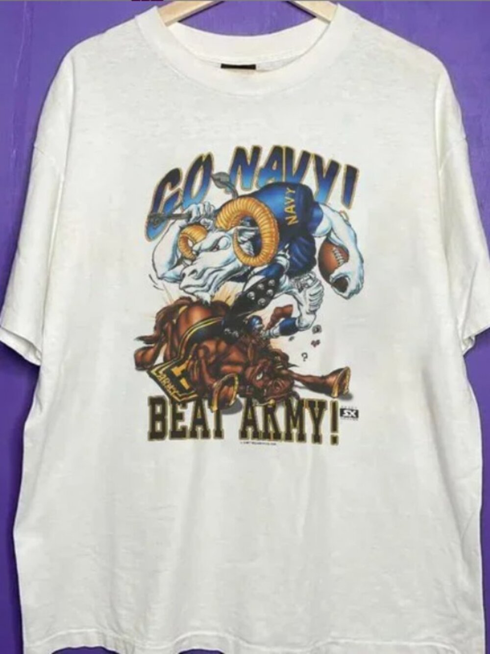 Vintage Go Navy beat Army Football Shirt tee REPRINT